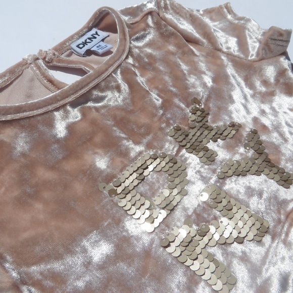 DKNY Girls 4T Dress Sequence Beige barely used - Picture 6 of 8